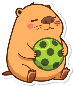 Road to 4.0 mascot — a capybara holding a pickleball